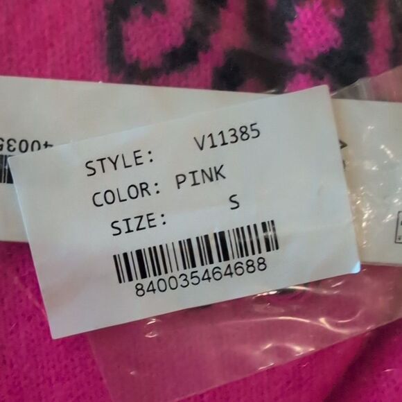 NWT Aqua Cashmere Sweater Bright Hot Pink Ti Amo Heart Crew Neck Size S - Picture 3 of 10